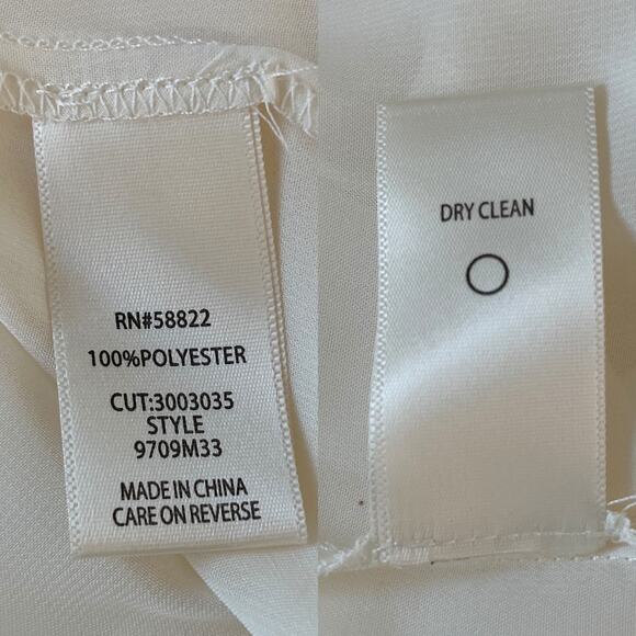 Max Studio Top Ivory Large Pleated Sheer Sleeves Lined Bodice New - Picture 7 of 13